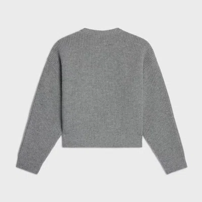Celine Grey Wool Sweater With Logo In Gray