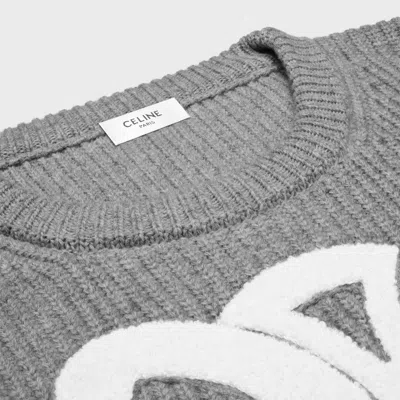 Celine Grey Wool Sweater With Logo In Gray