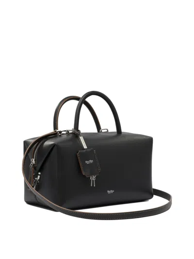 Max Mara Medium Leather Top Handle Bag In Black
