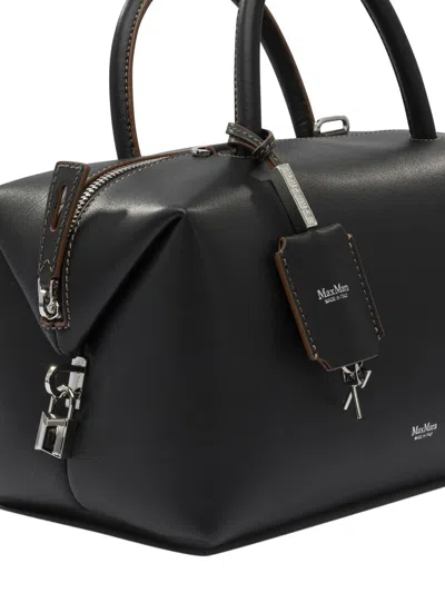 Max Mara Medium Leather Top Handle Bag In Black
