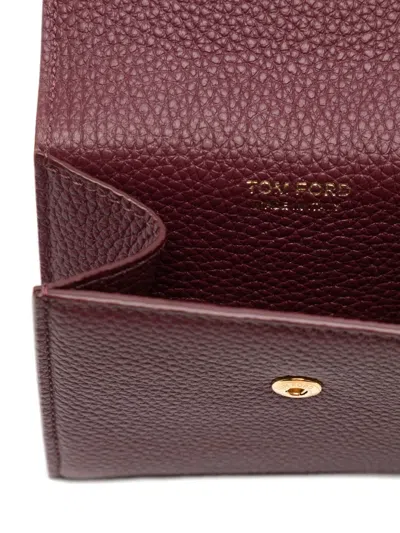 Tom Ford Flap Card Holder In Snake-embossed Leather In Brown