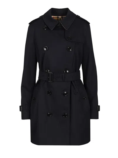 Burberry Kensingtonsht Org Coats Blue In Black