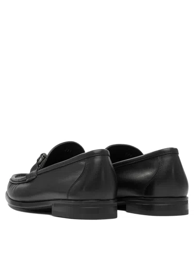 Ferragamo Alain Gancini Calf Leather Loafers In Black