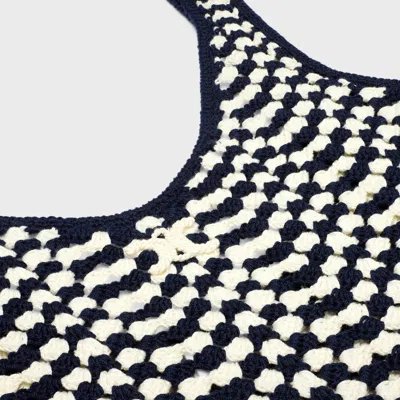Celine Multicolor Mini Skater Dress In Crochet Cotton In Black