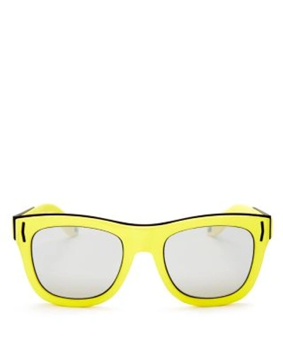 Shop Givenchy Rave Collection Square Mirrored Sunglasses, 52mm In Yellow Fluorecent/silver Mirror