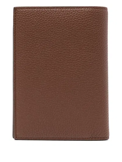 Tom Ford Tan Soft Grain Leather T Line Passport Holder In Brown