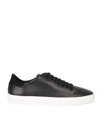 Axel Arigato 90 Clean Black Low Top Sneakers With Logo Lettering On The Side In Leather Man In Black