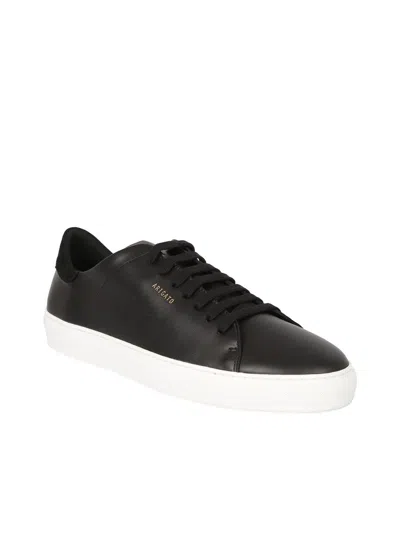 Axel Arigato 90 Clean Black Low Top Sneakers With Logo Lettering On The Side In Leather Man In Black