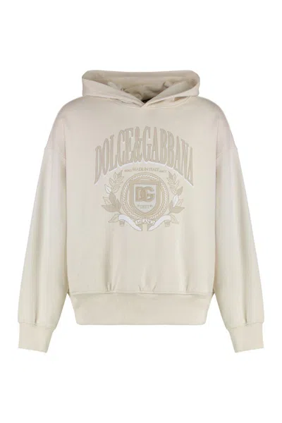 Dolce & Gabbana Beige Embroidered Hoodie In Green