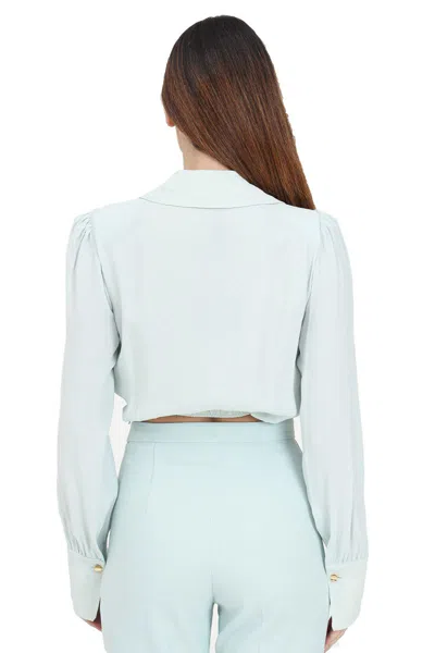 Elisabetta Franchi Shirt With Chain Detail And Cropped Length In Blue