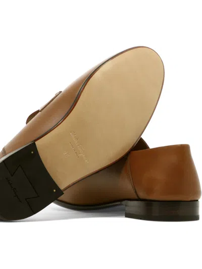 Ferragamo Gancini Collapsible-heel Loafers In Brown