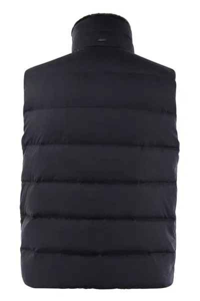 Herno Down-filled Waistcoat With Fur Insert In Blue