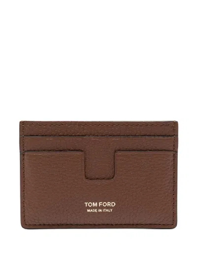 Tom Ford Full-grain Leather Cardholder In Brown