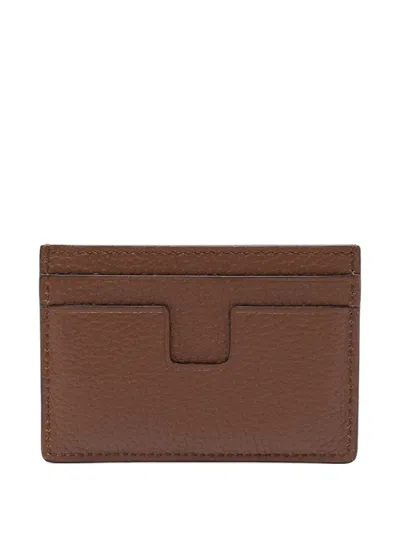 Tom Ford Full-grain Leather Cardholder In Brown