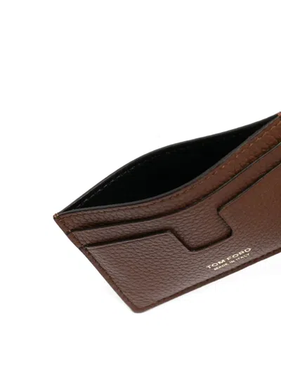 Tom Ford Full-grain Leather Cardholder In Brown