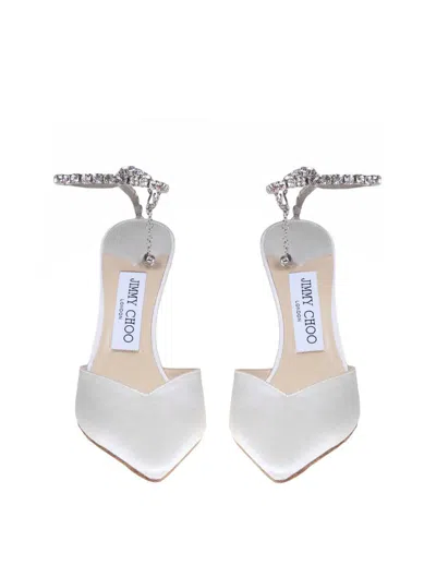 Jimmy Choo Slingback Saeda 100 In Satin With Applied Crystals In Multi