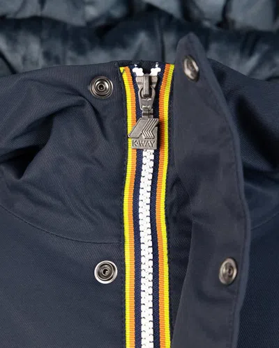 K-way Hooded Logo-patch Jacket In Blue