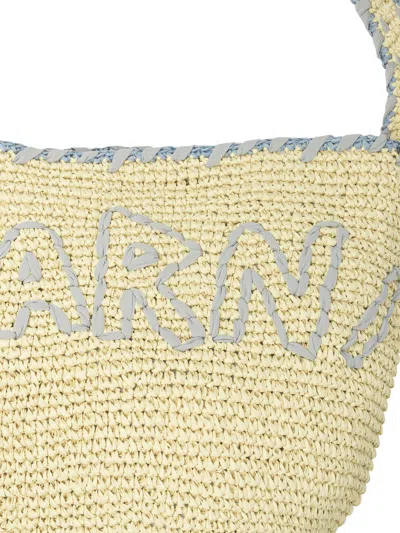 Marni Medium Nassa Raffia Hobo Bag In Nude