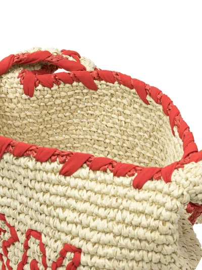 Marni Woven Shoulder Bag With Bold Red Accents In Red