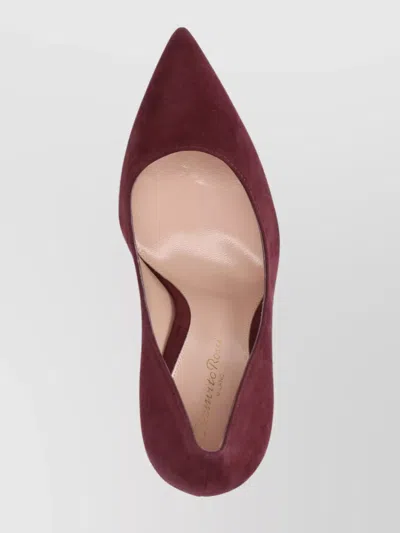 Gianvito Rossi Pointed Toe Suede Stiletto Heel Pumps In Burgundy