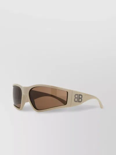 Balenciaga Sand Acetate Rectangular Frame Sunglasses