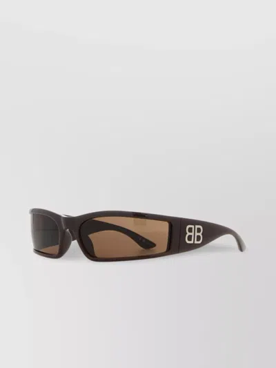 Balenciaga Acetate Sunglasses Rectangular Frame Dark Lenses In Black