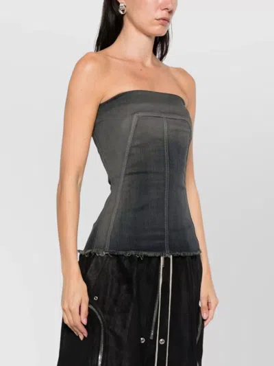 Rick Owens Strapless Panel Detailing Top In Gray
