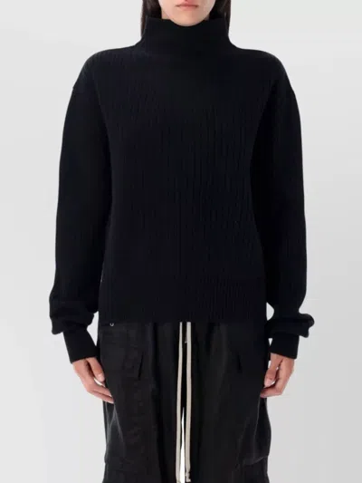 Rick Owens Black Porterville Fisherman Tabard Turtleneck In Blue