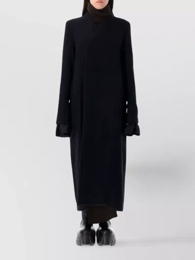 Rick Owens Long Coat Structured Back Vent In Black