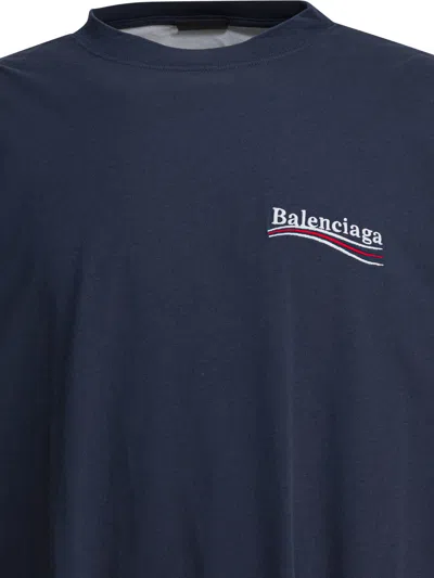 Balenciaga T-shirt Oversize In Cotone Blu  Uomo