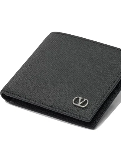 Valentino Mens Nero Vlogo Bifold Leather Wallet In Black