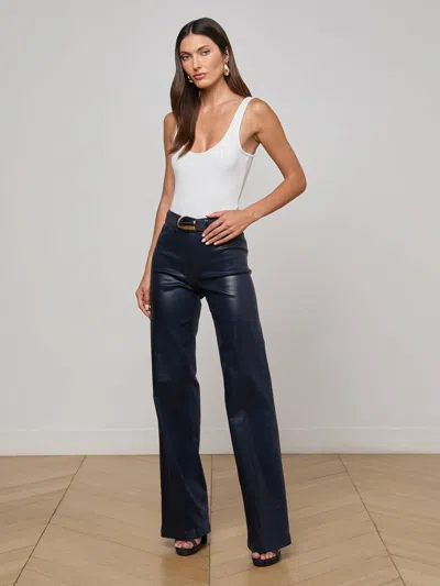 L'agence Clayton Coated Wide-leg Jeans In Noir Coated
