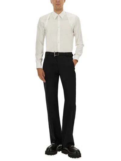 Alexander Mcqueen Pants With T-bar Belt In Black