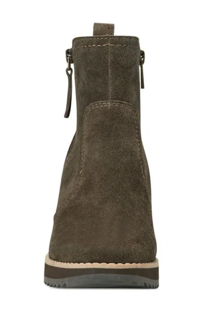 Earth Women's Cleia Slip-on Round Toe Casual Wedge Booties In Dark Green Suede