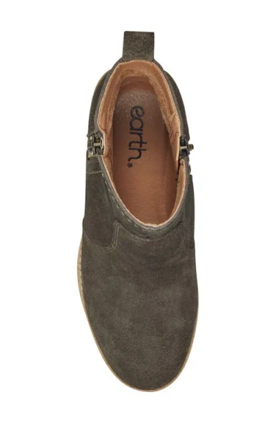 Earth Women's Cleia Slip-on Round Toe Casual Wedge Booties In Dark Green Suede