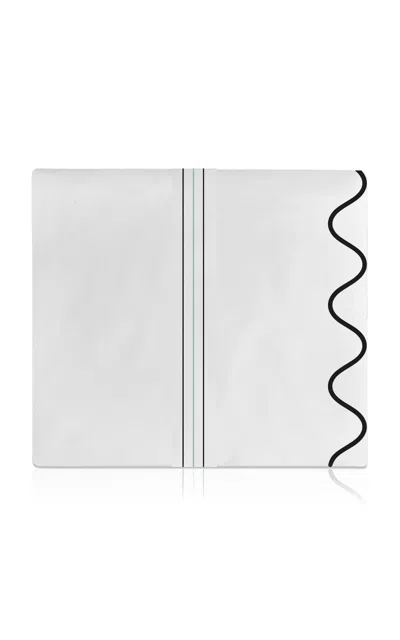 The Lino 3 Lines And Waves Cotton Percal Twin Top Sheet In White
