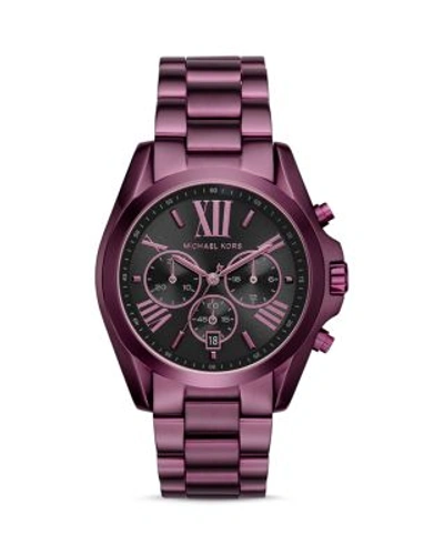 Michael Kors Bradshaw Plum Ip Stainless Steel Bracelet Watch In Black/purple