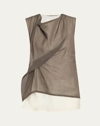The Row Inawa Draped Layered Sleeveless Top In Brown