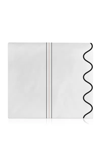 The Lino 3 Lines And Waves Cotton Percal Twin Top Sheet In White