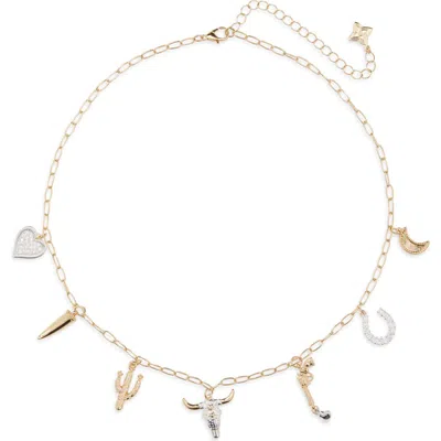 Panacea Two-tone Western Charm Necklace In Gold
