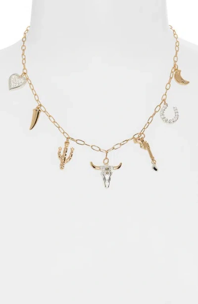 Panacea Two-tone Western Charm Necklace In Gold