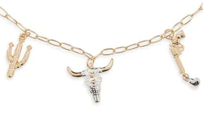 Panacea Two-tone Western Charm Necklace In Gold