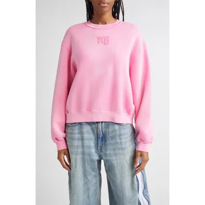 Alexander Wang Puff Logo Sweatshirt In Structured Terry In Pink