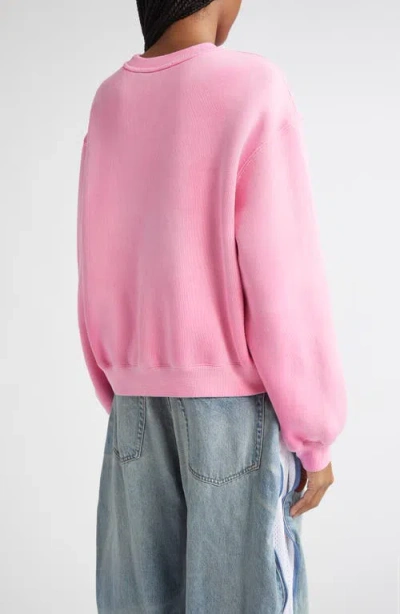 Alexander Wang Puff Logo Sweatshirt In Structured Terry In Pink