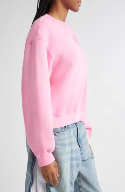 Alexander Wang Puff Logo Sweatshirt In Structured Terry In Pink