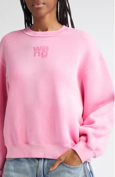 Alexander Wang Puff Logo Sweatshirt In Structured Terry In Pink
