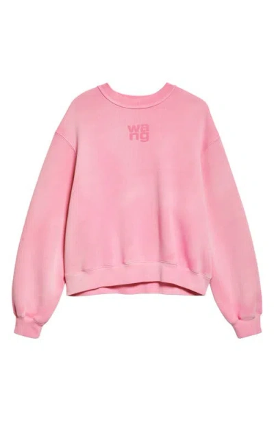 Alexander Wang Puff Logo Sweatshirt In Structured Terry In Pink