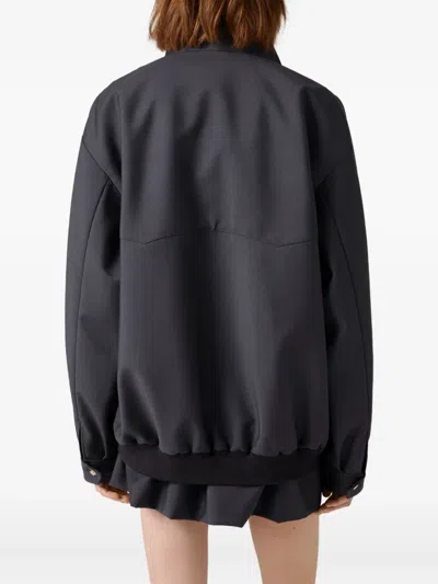 Miu Miu Mini Skirt Mohair Blend Drawstring Elastic Waistband Button In Blue