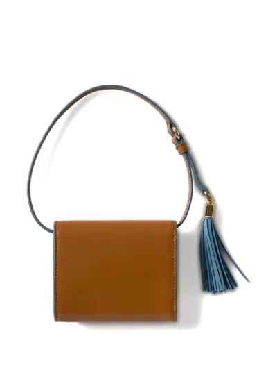 Miu Miu Leather Tassel Wallet In Brown