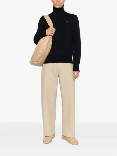 Ami Alexandre Mattiussi Ami Paris Ami De Coeur Midnight Blue Turtleneck In Black